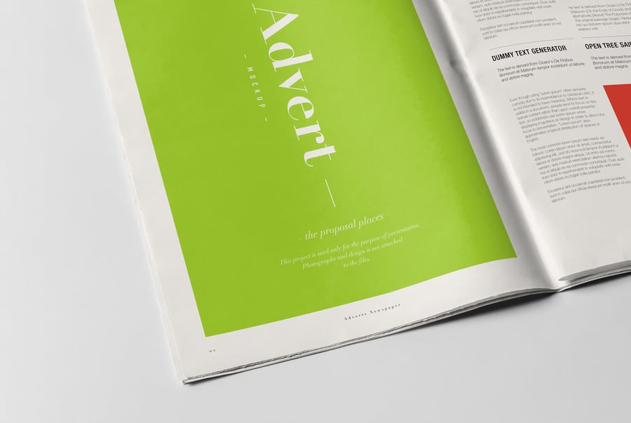 Newspaper Advertising Magazine Brochure Mockup 3D Rendering White Background